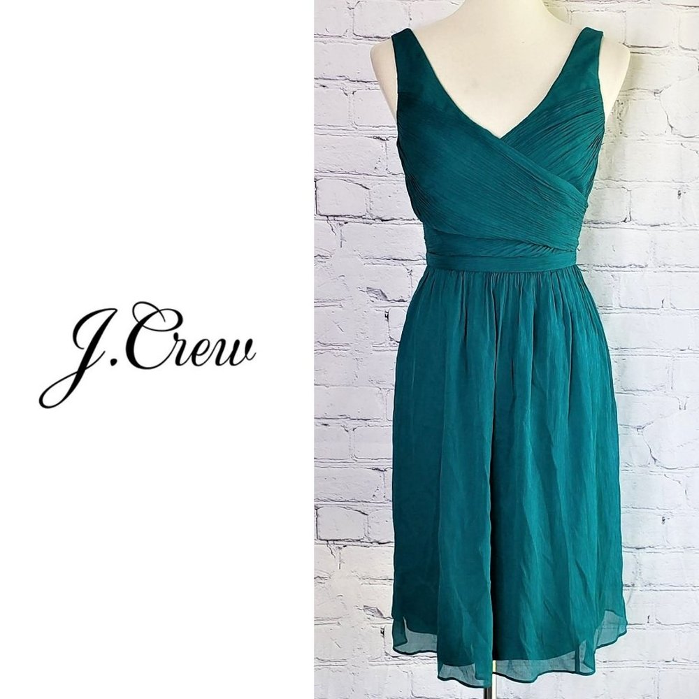 NWT JCREW Heidi Silk Chiffon Rich Peacock Dress 12
